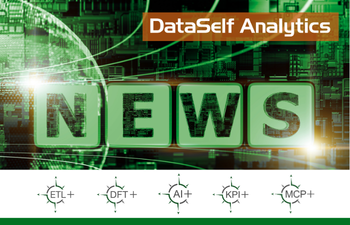 DataSelf Analytics NEWS banner featuring ETL+, DFT+, AI+, KPI+, and MCP+ icons